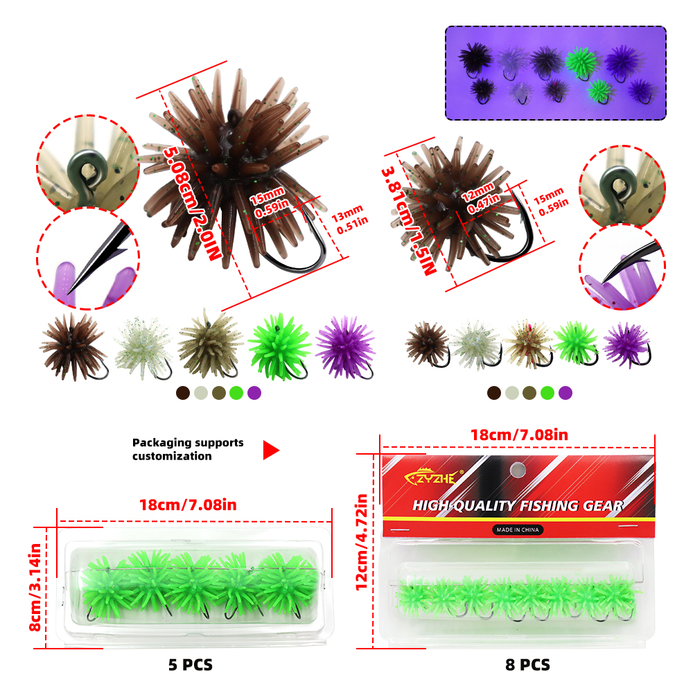 Sea Fishing Urchin Lure with Hooks - 图片 2