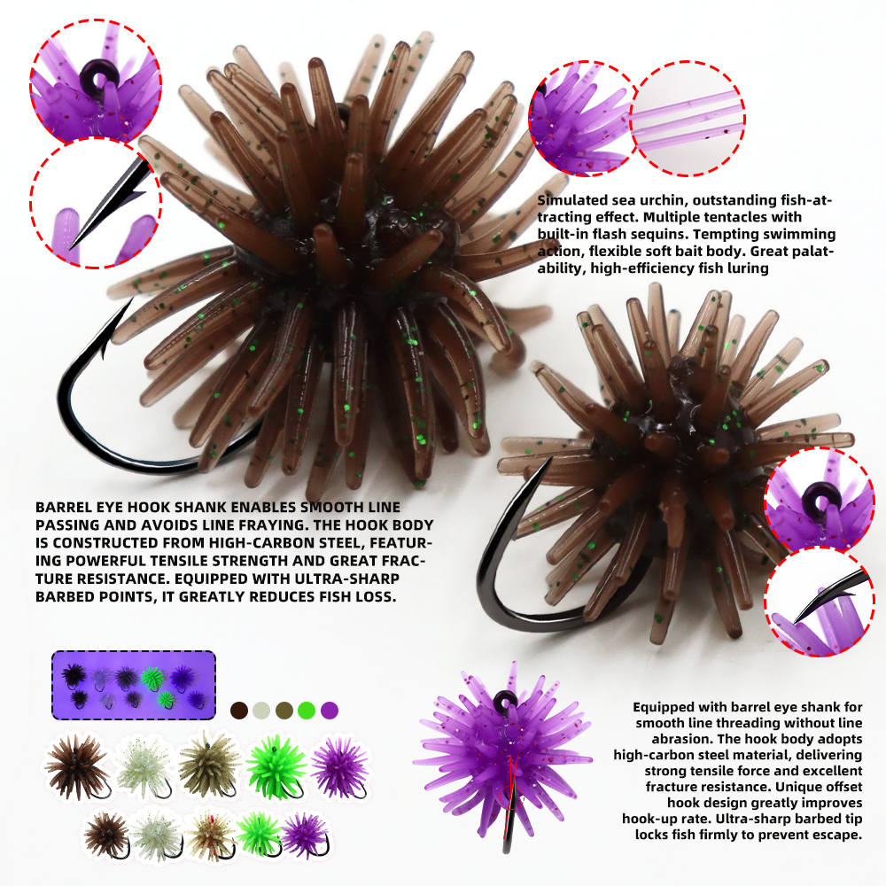 Sea Fishing Urchin Lure with Hooks - 图片 3