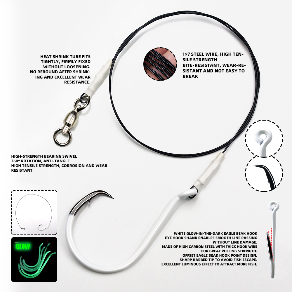 Fishing Leader Glow In Dark Circle Hook rigs - 图片 4