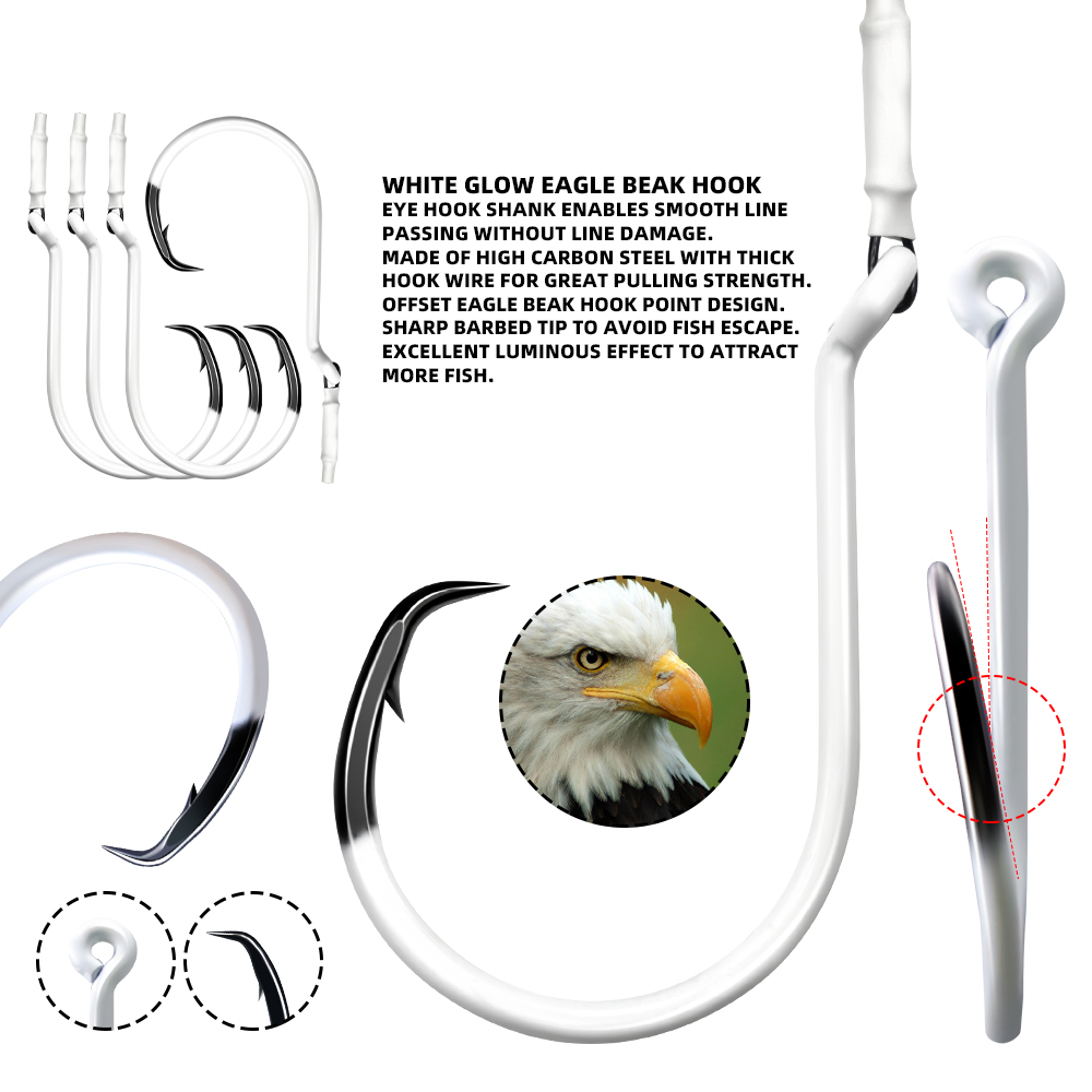 Fishing Leader Glow In Dark Circle Hook rigs - 图片 5